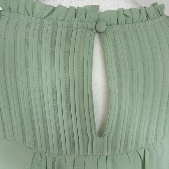 Torrid Chiffon Smocked Pintuck Flutter Short Sleeve Blouse Size Large Green - Picture 9 of 11